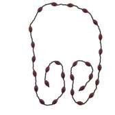 Collier Behave - sautoir - collier noeud - collier de perles - femme - noir - bordeaux - 130 cm