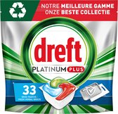 Dreft Platinum Plus Tablettes Lave-Vaisselle - All In One Brise Fraîche Aux Herbes - 4 x 33 Tablettes - 132 pièces