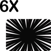 BWK Luxe Placemat - Zwart met Witte Ontploffing Illustratie - Set van 6 Placemats - 40x30 cm - 2 mm dik Vinyl - Anti Slip - Afneembaar
