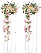 Acrylvaas bruiloft tafelopzetstukken - 2 stuks 100 cm hoog kwalitatieve kolom bloemenstandaard voor bruiloft verjaardag party tafelopzetstuk decoraties bloemen tafel vazen ​​geometrisch display staat