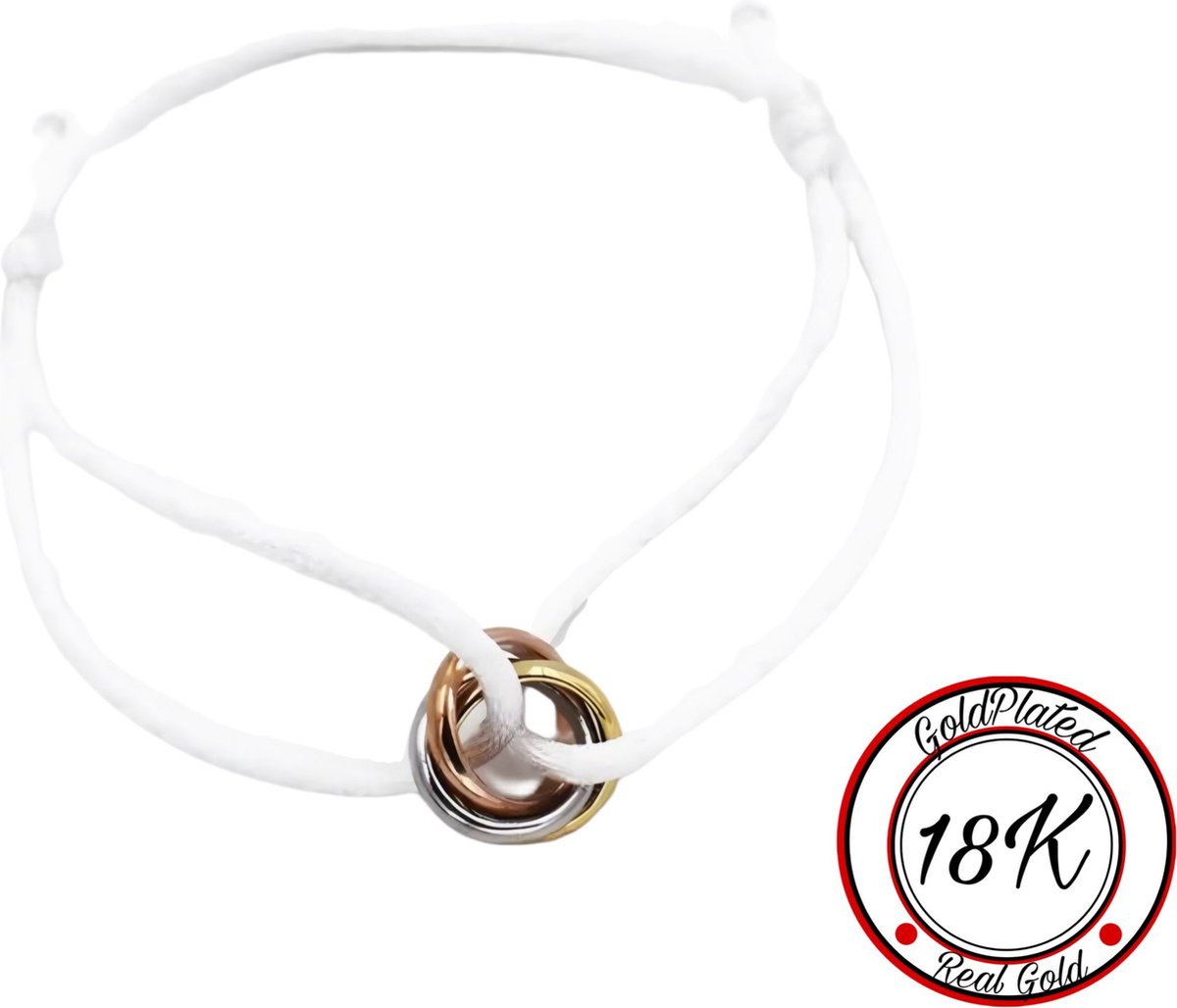 Soraro Tricolor Armband | Wit | 18K Goldplated | Soraro Armbanden | Cadeau voor haar | verjaardag vrouw | Vaderdag | Vaderdag Cadeau