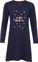 Happy Shorts Dames Kerst Pyjama Nachthemd Donkerblauw - Maat L