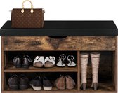 Banc à chaussures Nuvolix - banc à chaussures avec coussin de siège - banc de couloir - armoire à chaussures - étagère à chaussures - marron - bois - 80*30*44CM