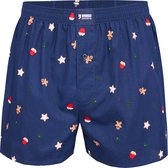 Happy Shorts Wijde Kerst Boxershort Heren Koekjes Print Blauw - Losse boxershort - Maat XL