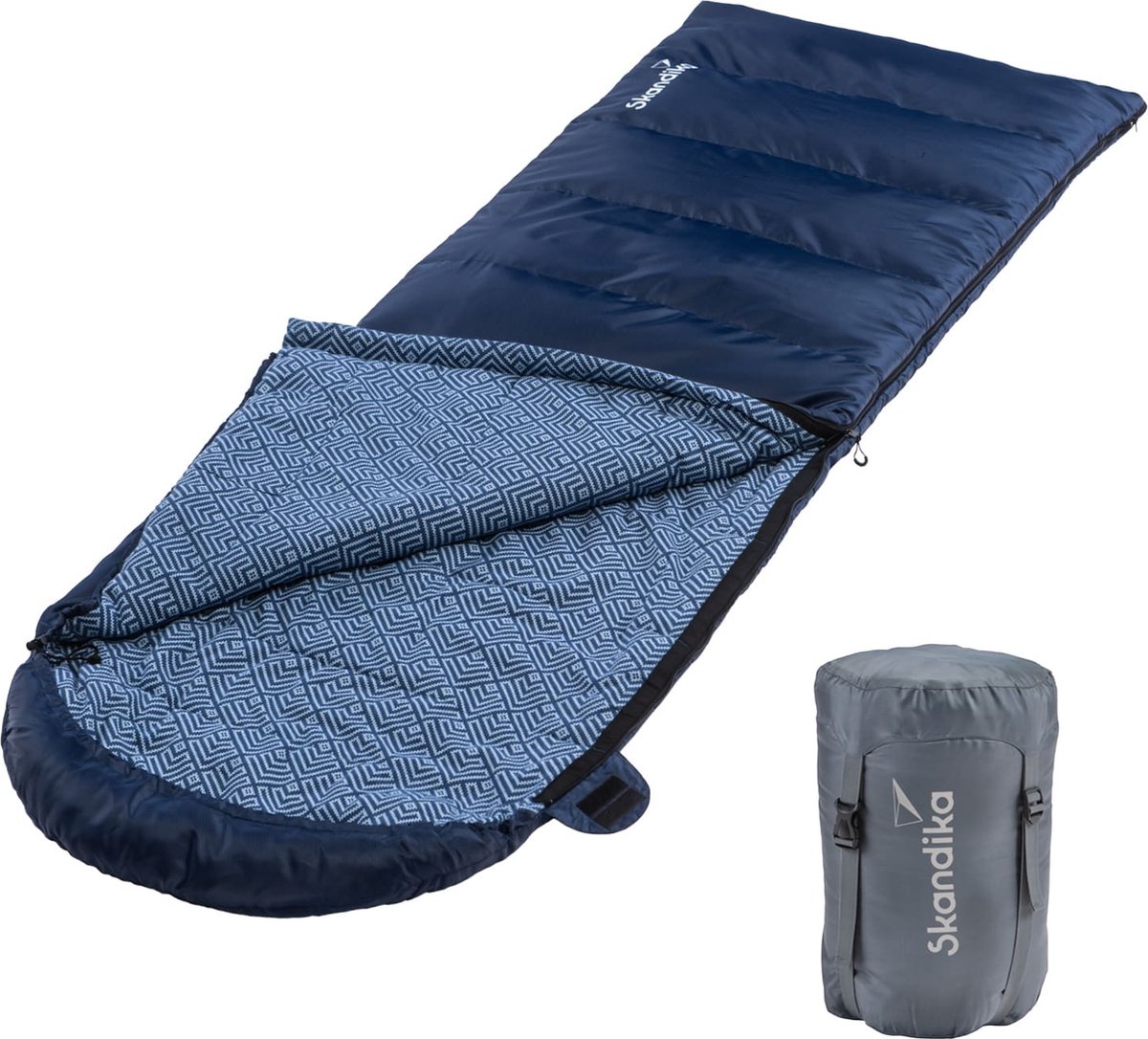 Skandika slaapzak Dundee flanel - Dekenmodel slaapzak van katoen voor volwassenen, koppelbaar, 3-seizoenen, tot -20°C, 220 x 80 cm | Winter outdoor camping wandelen (geel, rits links)