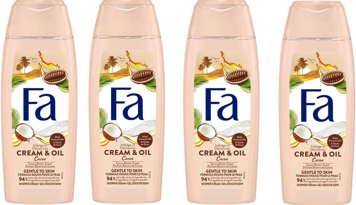 Goedkoopste Fa Douchegel - Cream & Oil - Cacaobutter & Coco Oil - 4 x 250 ml