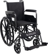 Mobiclinic S220 - Oopvouwbare rolstoel - Snel ontkoppelbare wielen met een druk op de knop - Premium - Zitting 46cm - Opklapbare voetsteun en armleuningen - Remhendel - Stevig - Zwart
