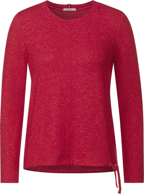 Cecil TOS Cozy Melange Shirt T-shirt à manches longues pour femme - couleur Casual Red Melange - Taille l