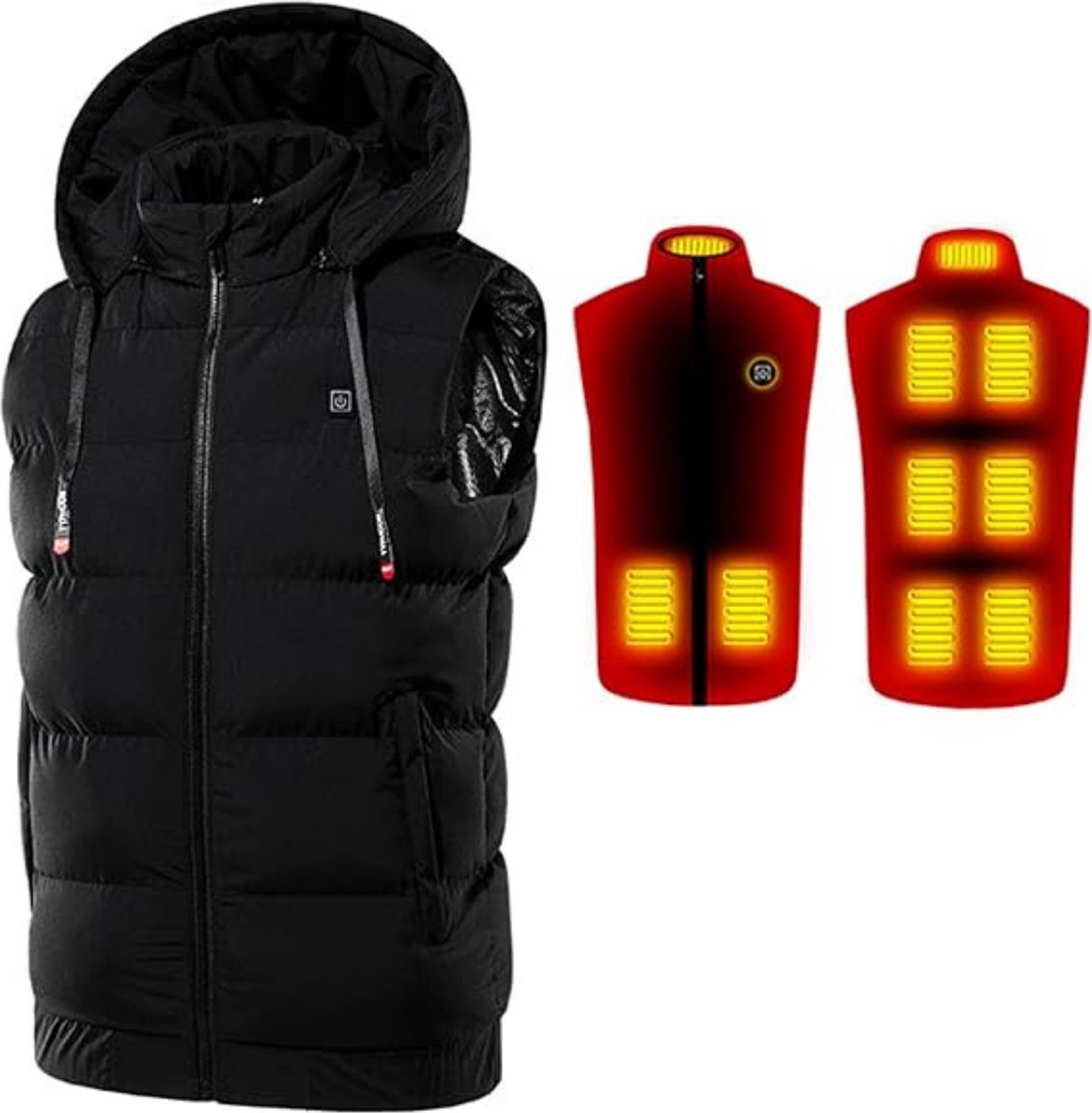 Verwarmde Bodywarmer – Heated Vest – Elektrische Bodywarmer – Met Capuchon – Jas – Oplaadbaar – Heren – Maat L – Zwart