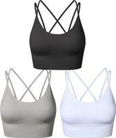 Sportbeha's met bandjes voor vrouwen met gekruiste rug, yoga-workout-bh's met verwijderbare pads - Maat L