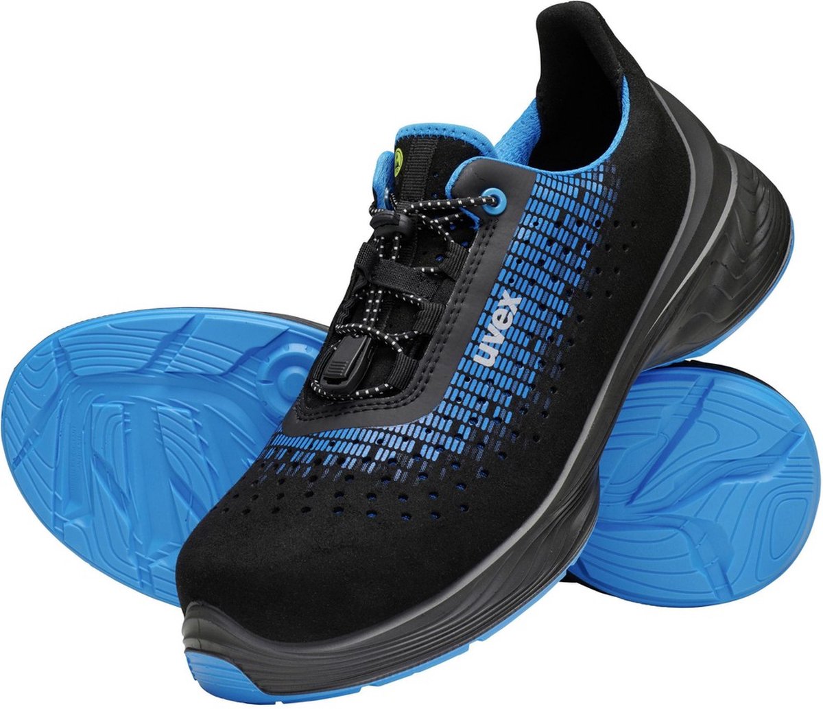 Uvex Sicherheitsschuh Halbschuh 6829 Gelocht Schwarz/Blau Pu-47 (Weite 11)