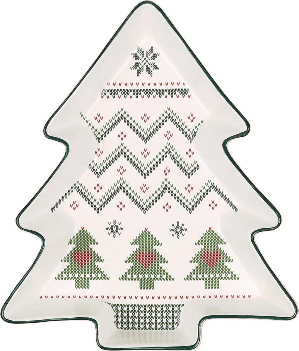 Kerstsnackbord, witte kerstboom, 23x20 cm