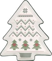 Kerstsnackbord, witte kerstboom, 23x20 cm