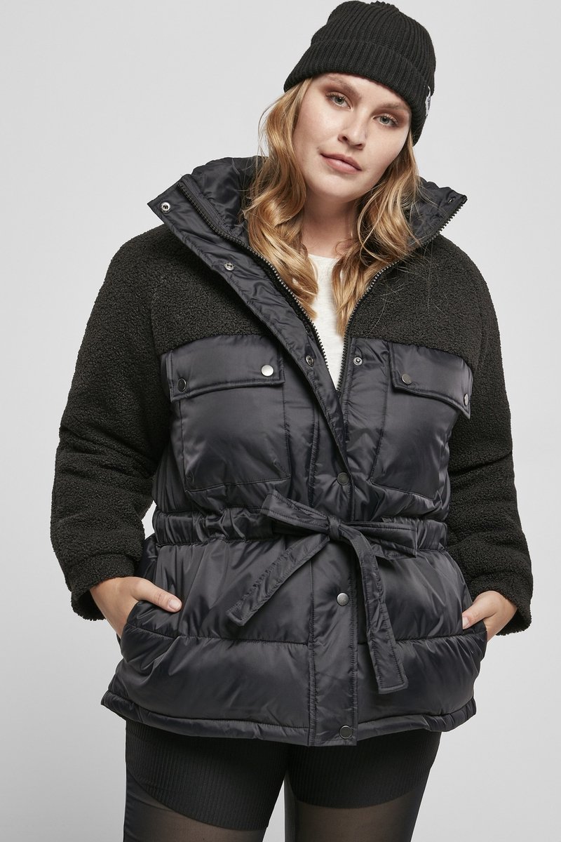 Urban Classics Sherpa Mix Puffer winterjas L Zwart