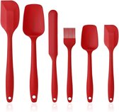 Spatel Rood Siliconen , 6 stuks siliconen spatels bevatten soeplepel, bakborstel, spatel, hittebestendig & anti-aanbak, Pro-Grade Baking koken Silicone keukengerei met