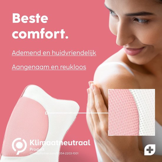 Vesta Badkussen Roze M, Luxe Nekkussen met Zuignappen, Badkussen voor Home Spa, Orthopedisch Hoofd, Nek & Schouders Steun