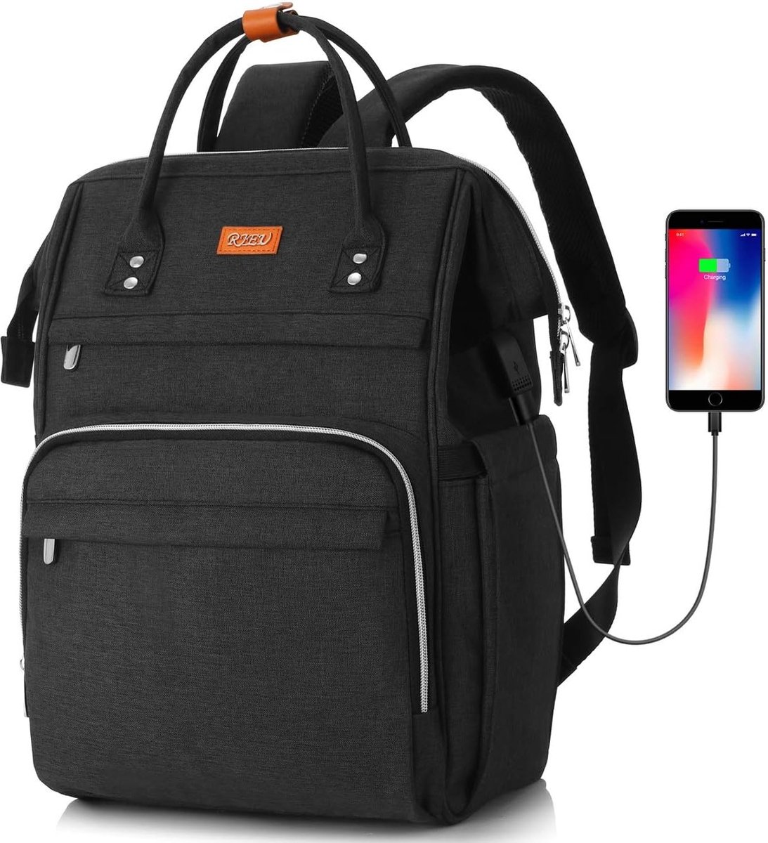 Rugzak met USB-poort - Zwart - 17.3 inch laptoptas - Voor school, werk, reizen - Rugtas met veel opbergruimte