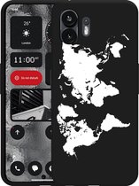 Cazy Hoesje Zwart geschikt voor Nothing Phone (2) World Map
