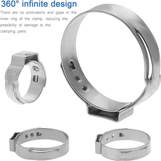 colliers de serrage, en acier inoxydable, pour applications professionnelles, pour tuyau d'aspiration, tuyau de refoulement, tuyau d'évacuation d'air,