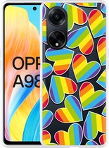 Cazy Hoesje geschikt voor Oppo A98 5G Regenboog Hartjes