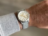 18mm Premium Suede watch strap Grey / suède horloge band grijs met quick release trekkers