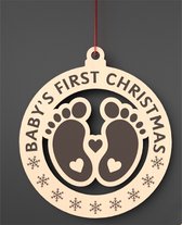 Kerstbal - Baby - First Christmas - Hout - 8cm - Kerst