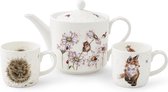 Wrendale Theepot met 2 mokken - The Country Kitchen - Tea for Two Set - Royal Worcester Porselein - Wrendale Designs