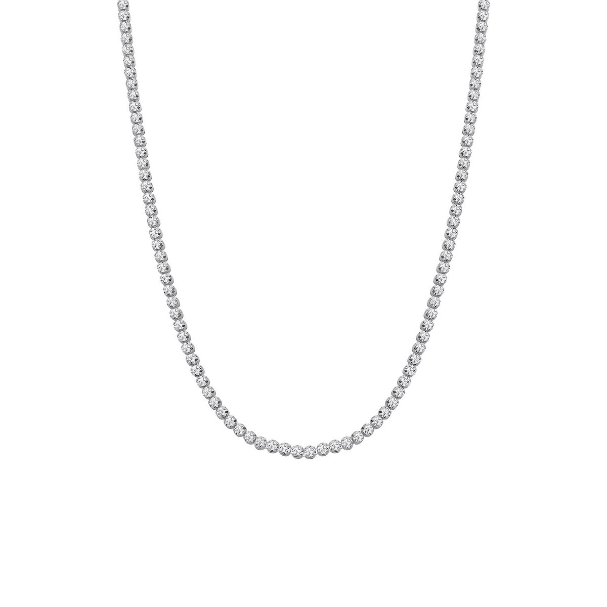 Lucardi Dames Zilveren ketting zirkonia - Ketting - 925 Zilver - Zilverkleurig - 48 cm