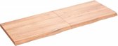 vidaXL - Wastafelblad - 140x50x(2-4) - cm - behandeld - massief - hout - lichtbruin