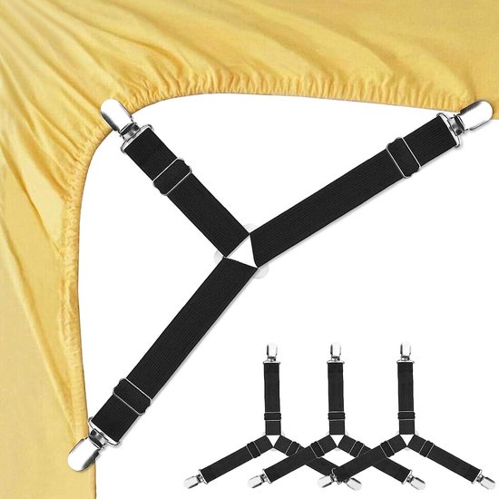 Attaches de Laken , 4 pièces bretelles élastiques triangulaires réglables pince de support de sangles clip pour draps de lit, housses de matelas, coussin de canapé