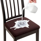 Jacquard Eetkamerstoel Stoelhoezen - Stretch Spandex, Geen rugleuning - Eetkamerstoel Stoelbeschermer Hoes - Verwijderbaar Wasbaar voor hoge bureaustoelen - Koffie - 6 stuks