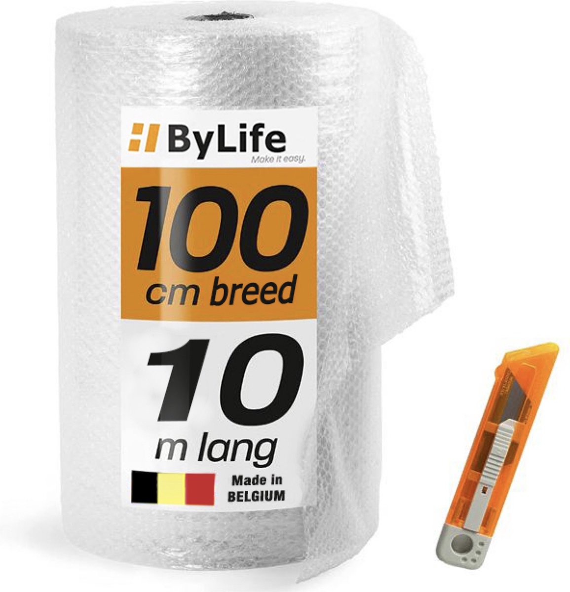 ByLife® Noppenfolie - Ideaal om breekbare spullen te verpakken - Bubbeltjesplastic - Luchtkussenfolie - Effectief voor verpakkingsmaterialen - Verpakkingsfolie - 100 cm x 10 m x 80 MY - Hylifez