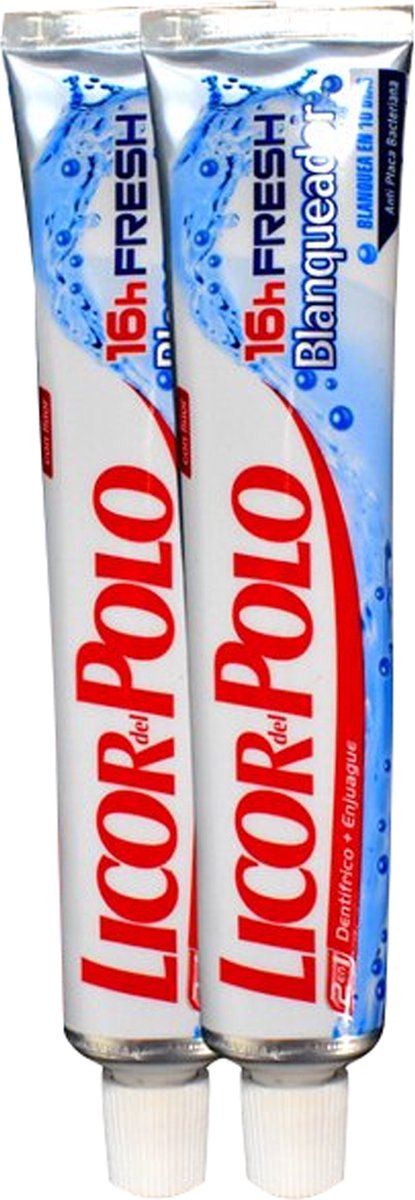 Licor Del Polo 16H Fresh Whitening Tandpasta Duo Verpakking: Geniet van een Stralende Glimlach en Langdurige Frisheid – Bevat Twee Tubes van 75 ml Elk