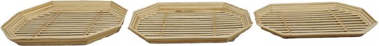 DKNC - Dienblad Calvin - Bamboe - 53x38x5cm - Set van 3 - Cream