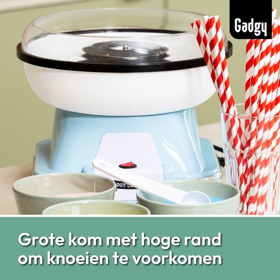 Gadgy Suikerspinmachine Retro Blauw - Met 10 Stokjes en Maatlepel - Suikerspinmakers - Snoep - Kinderfeestje — afbeelding 3
