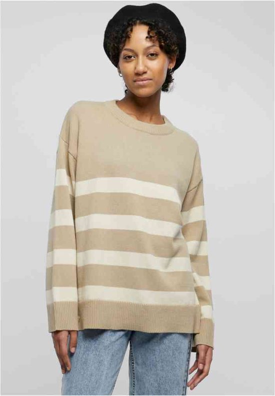 Urban Classics - Striped Knit Crewneck sweater/trui - M - Beige