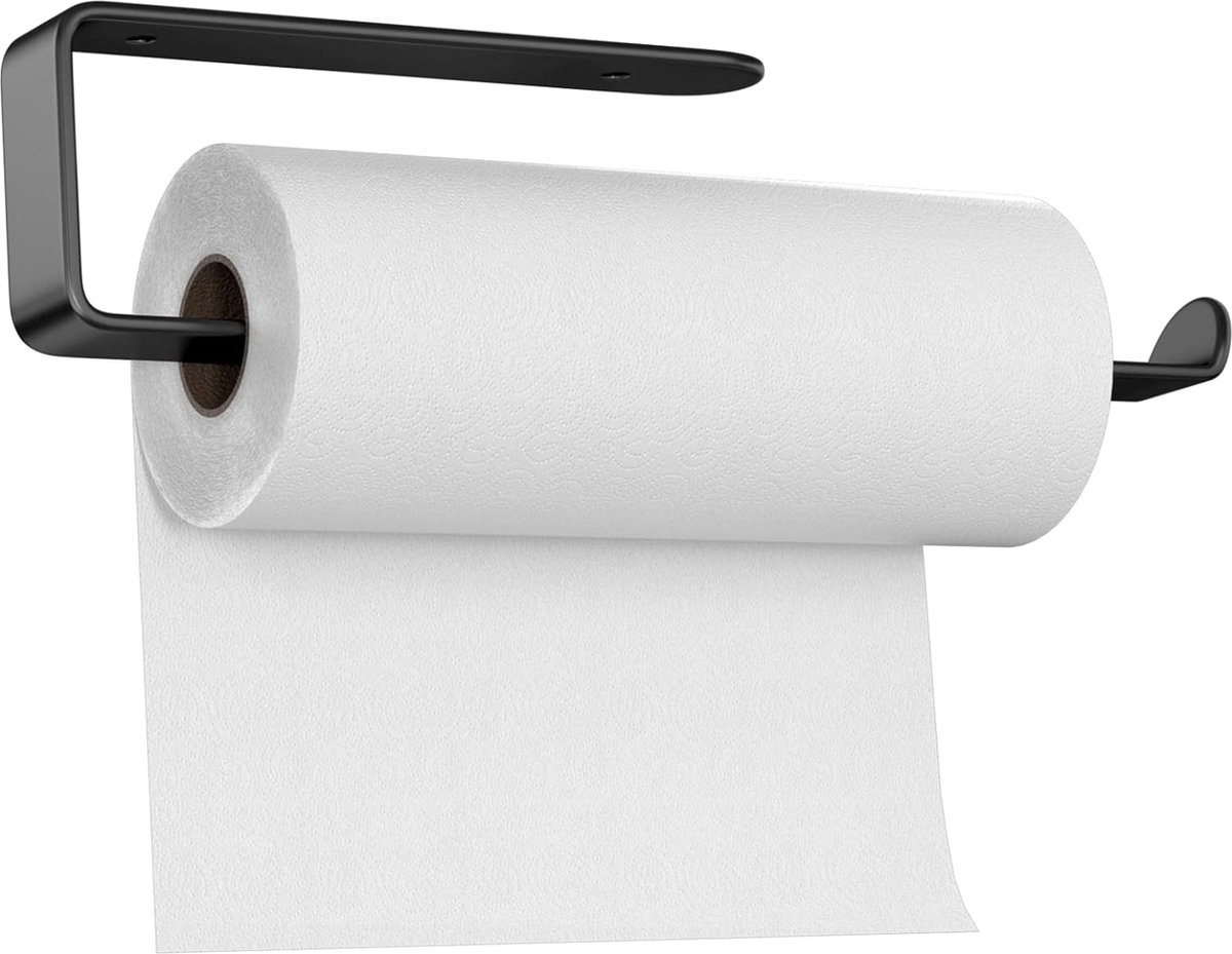 Keukenrolhouder voor aan de muur zonder boren 295 mm zelfklevend of met boren. Keukenpapierhouder van aluminium voor keuken badkamer kasten verticaal of horizontaal