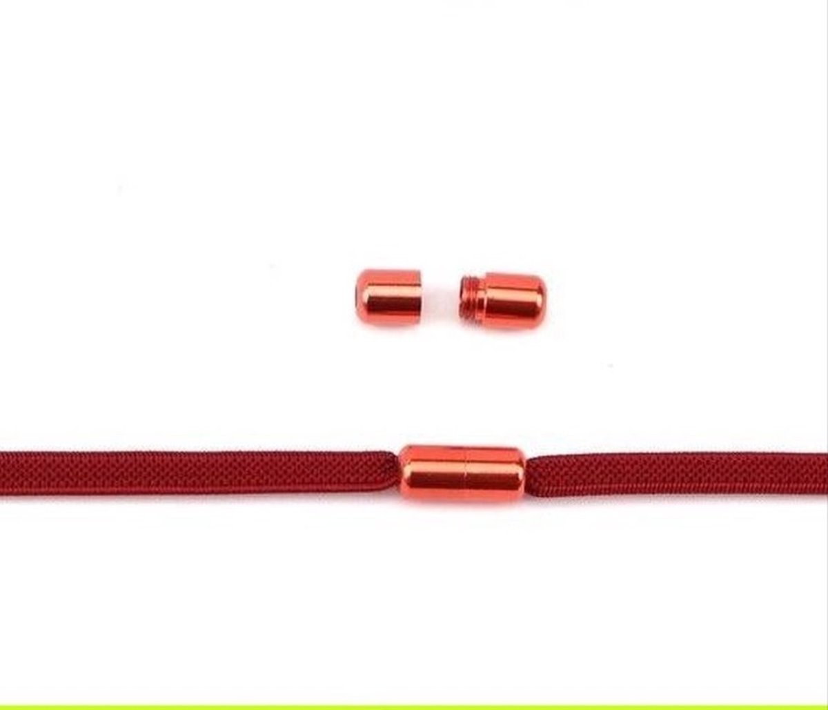CHPN - Donker Roode Schoenveters 0.6 cm - 100 cm - Platte Elastische Veters voor Dames, Heren & Kinderen - Perfect voor Sneakers, Sportschoenen & Schoenen - Lock Laces Accessoires.