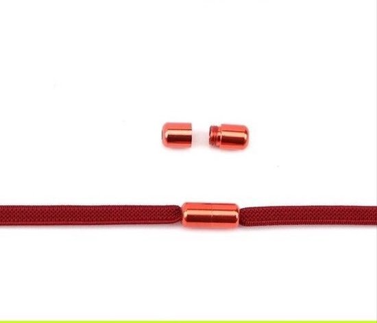 CHPN - Donker Roode Schoenveters 0.6 cm - 100 cm - Platte Elastische Veters voor Dames, Heren & Kinderen - Perfect voor Sneakers, Sportschoenen & Schoenen - Lock Laces Accessoires.