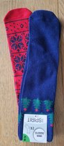 2 paar Kerstsokken blauw en rood maat 39-42 Sokken Kerstcadeau kerstboom