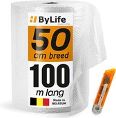 ByLife® Noppenfolie - Ideaal om breekbare spullen te verpakken - Luchtkussenfolie - Effectief voor verpakkingsmaterialen - Verpakkingsfolie - 50 cm x 100 m x 80 MY