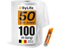 ByLife® Noppenfolie - Ideaal om breekbare spullen te verpakken - Luchtkussenfolie - Effectief voor verpakkingsmaterialen - Verpakkingsfolie - 50 cm x 100 m x 80 MY