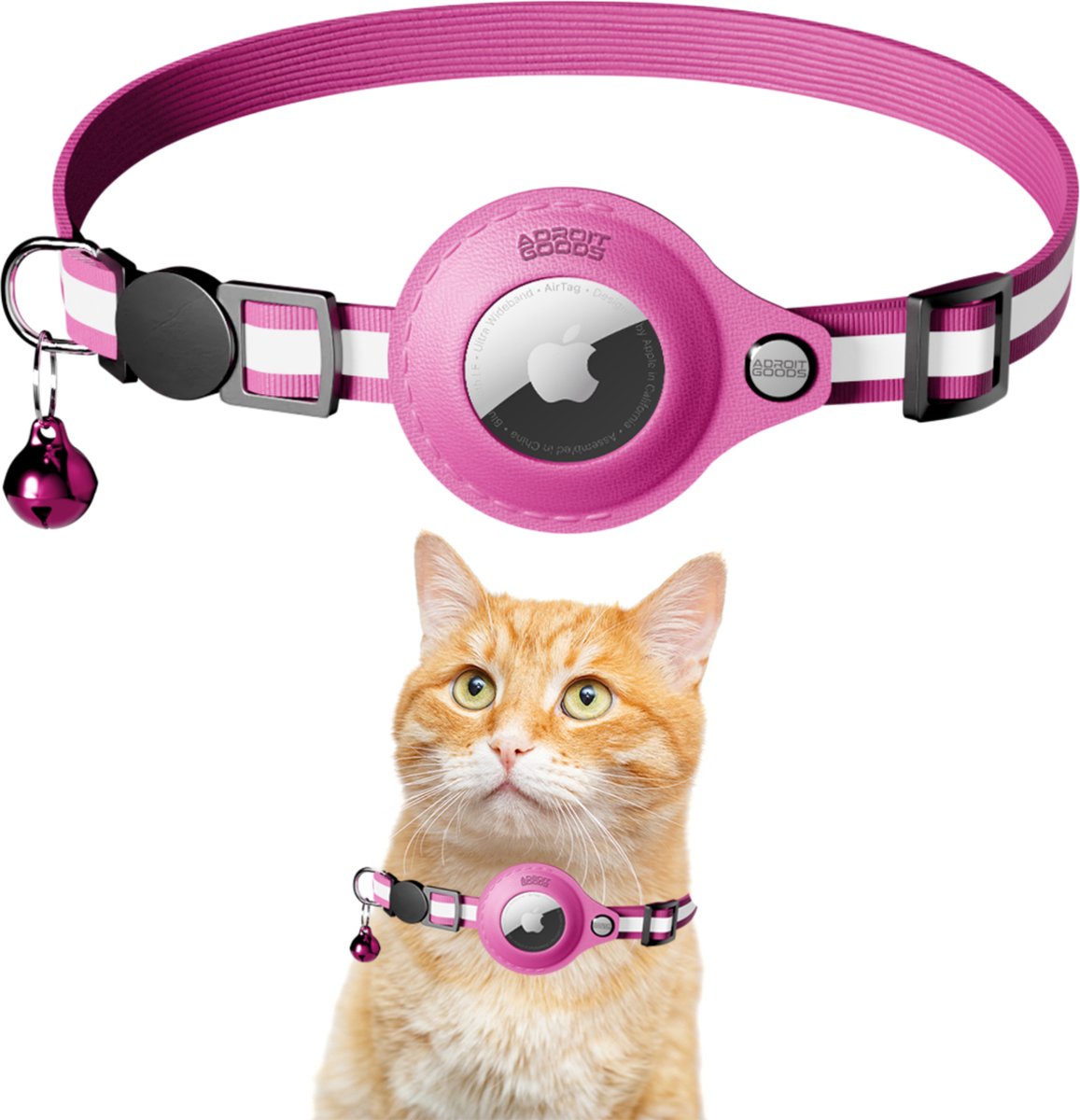 AdroitGoods Collier Airtag pour chat/chien - Orange - Traceur Gps