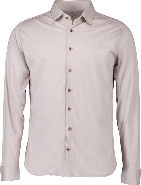 Desoto - Overhemd Strijkvrij Kent Melange Beige - Heren - Maat M - Slim-fit