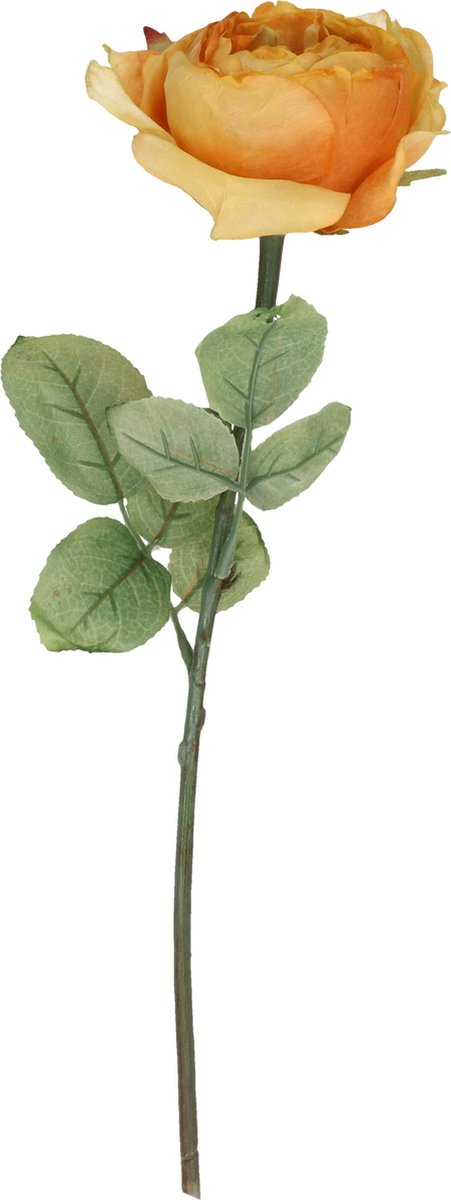 Top Art Kunstbloem roos Diana - oranje - 36 cm - kunststof steel - decoratie bloemen