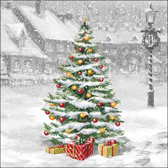 Duni 3-laags tissue servet natural yuletide 24x24cm bruin 20 stuks