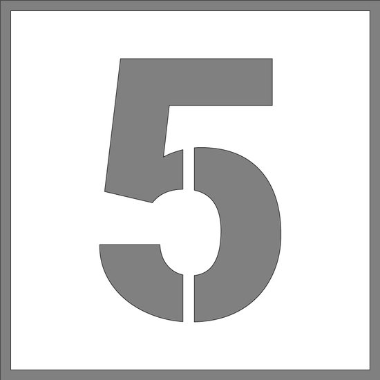 Gabarit de pulvérisation numéro 5 - dibond 300 x 300 mm