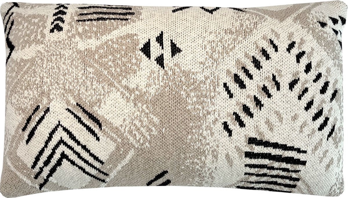 Funny block dye knitted cushion off white