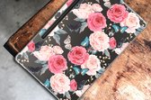 Tablethoesje met Naam Geschikt voor Samsung Galaxy Tab S9 Plus Hoes Butterfly Roses met doorzichte zijkanten