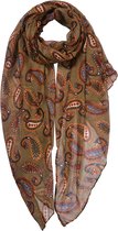 Clayre & Eef Sjaal Dames Print 80x180 cm Bruin Shawl Dames